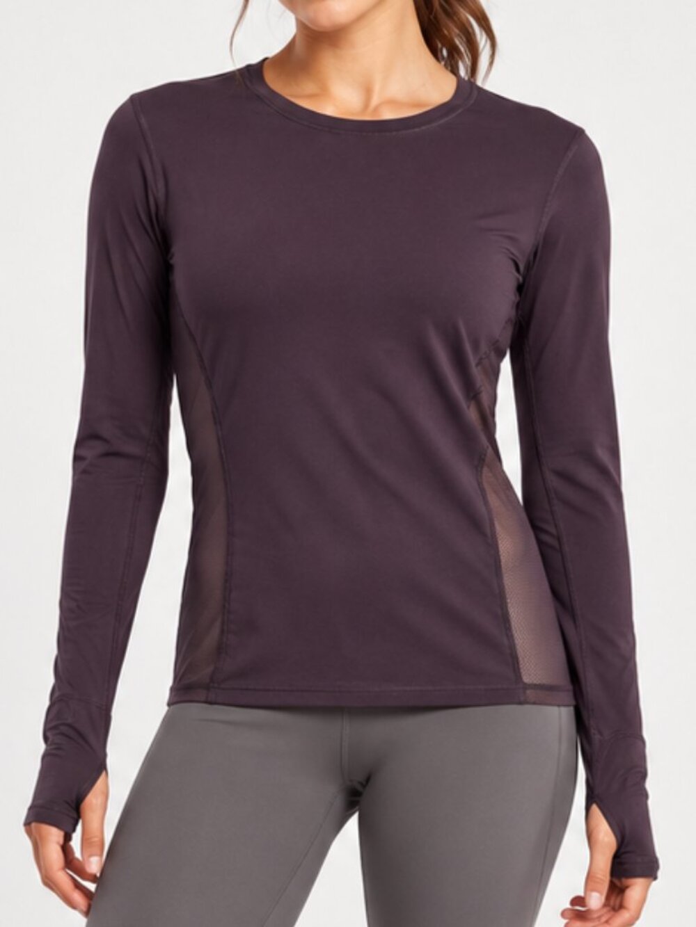 Lululemon Sculpt Long Sleeve Black Mesh Running Top Thumbholes Size 8